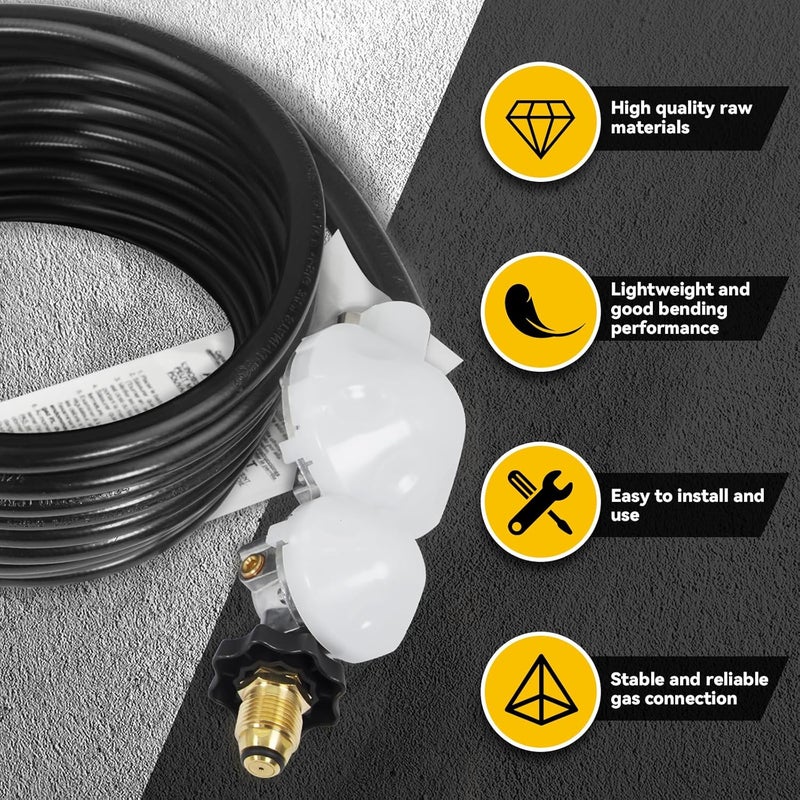 DEEKOOL 24 FT F273684 Propane Hose Compatible for mr heater F273684 buddy heaters Propane Hose f273684 with Regulator for RV, Gill, Gas Stove, Gas Generator, 3/8in Female x 3/8in Male Street Elbow - Image 2